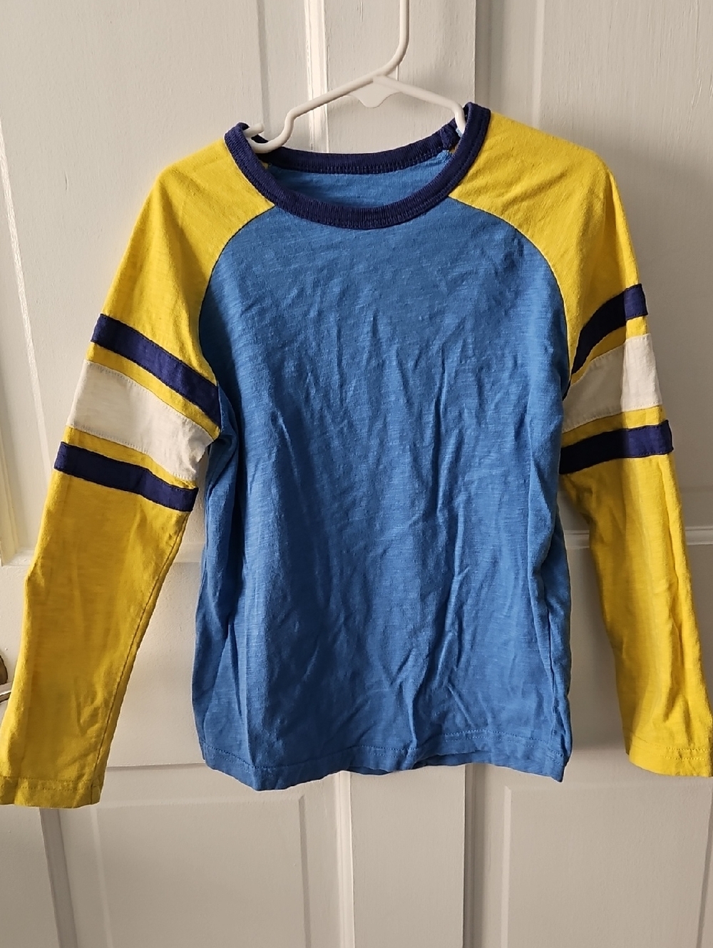 Boden Blue, Yellow & White Raglan Long Sleeve Tee